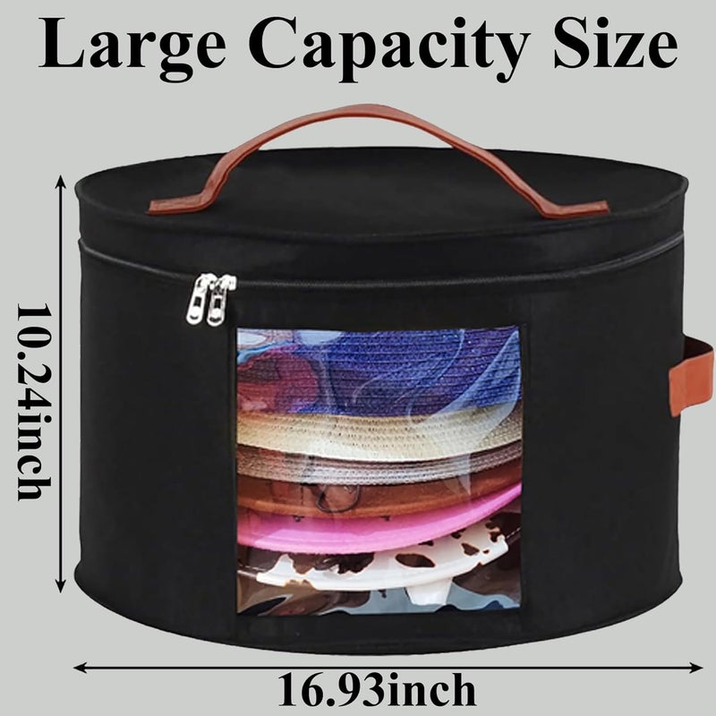 Memfish Hat Box-Hats Boxes for Women Storage Travel Large Round Hat Carrier Case Organizer (Black) - Image 3